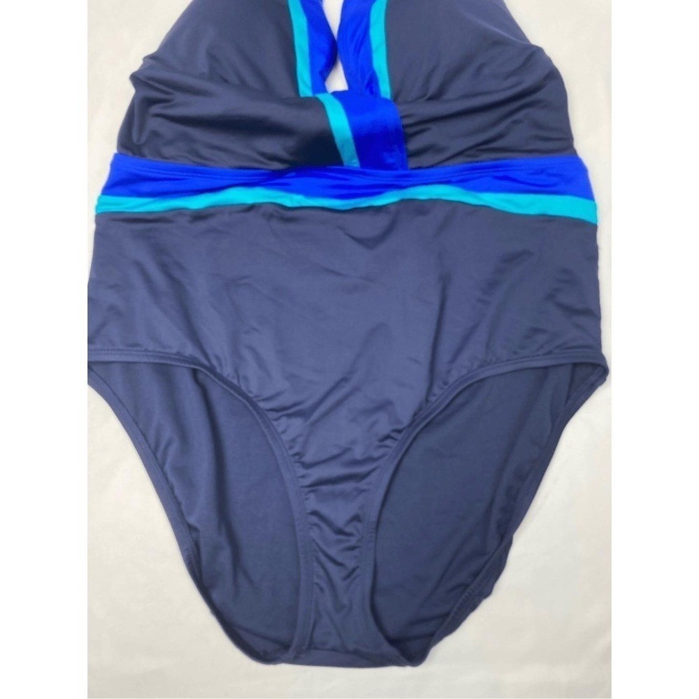 Sonnet Shores Blue One-Piece Swimsuit‎ Wrap Front Criss-Cross Back 16 - Picture 10 of 10